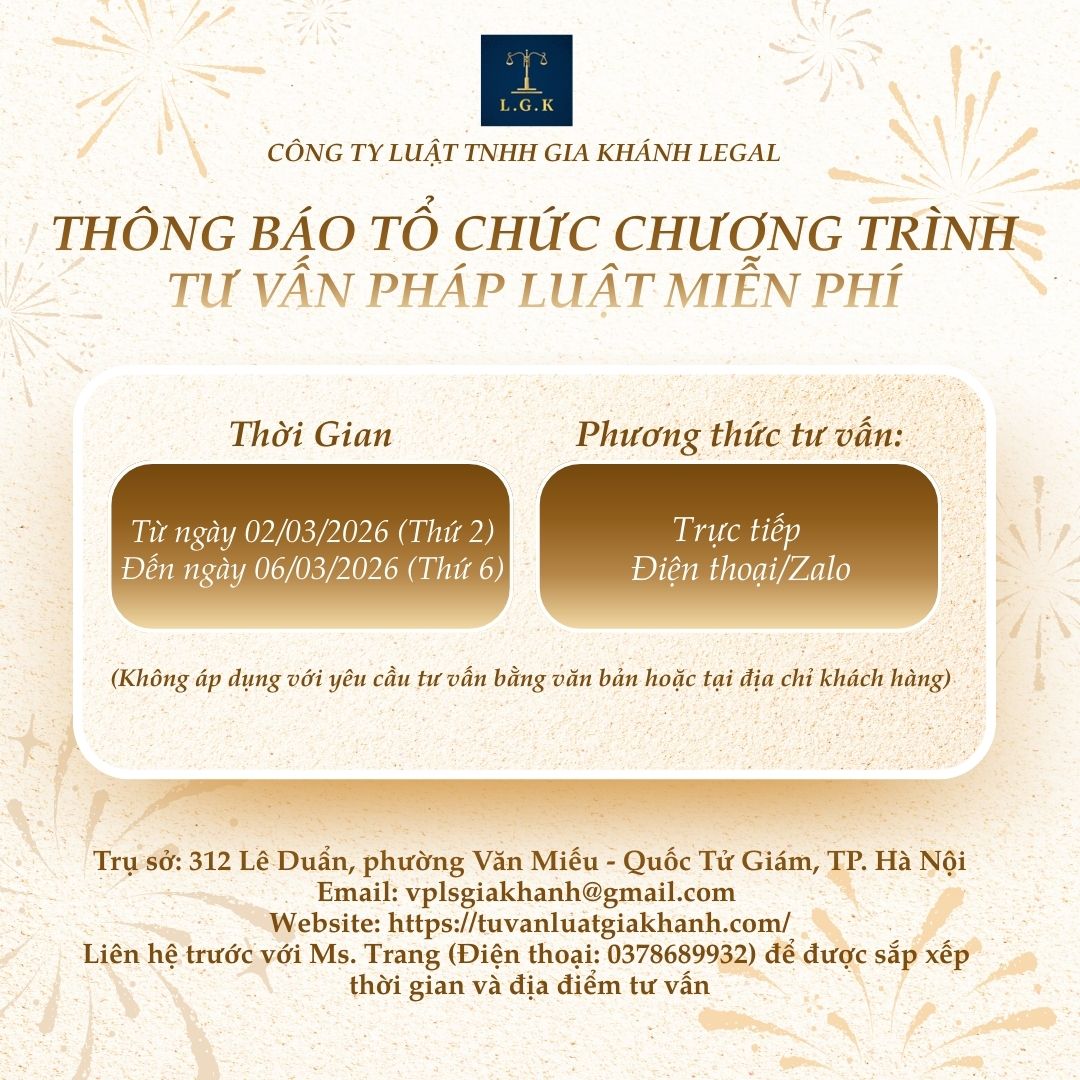 THÔNG BÁO TỔ CHỨC CHƯƠNG TRÌNH TƯ VẤN PHÁP LUẬT MIỄN PHÍ